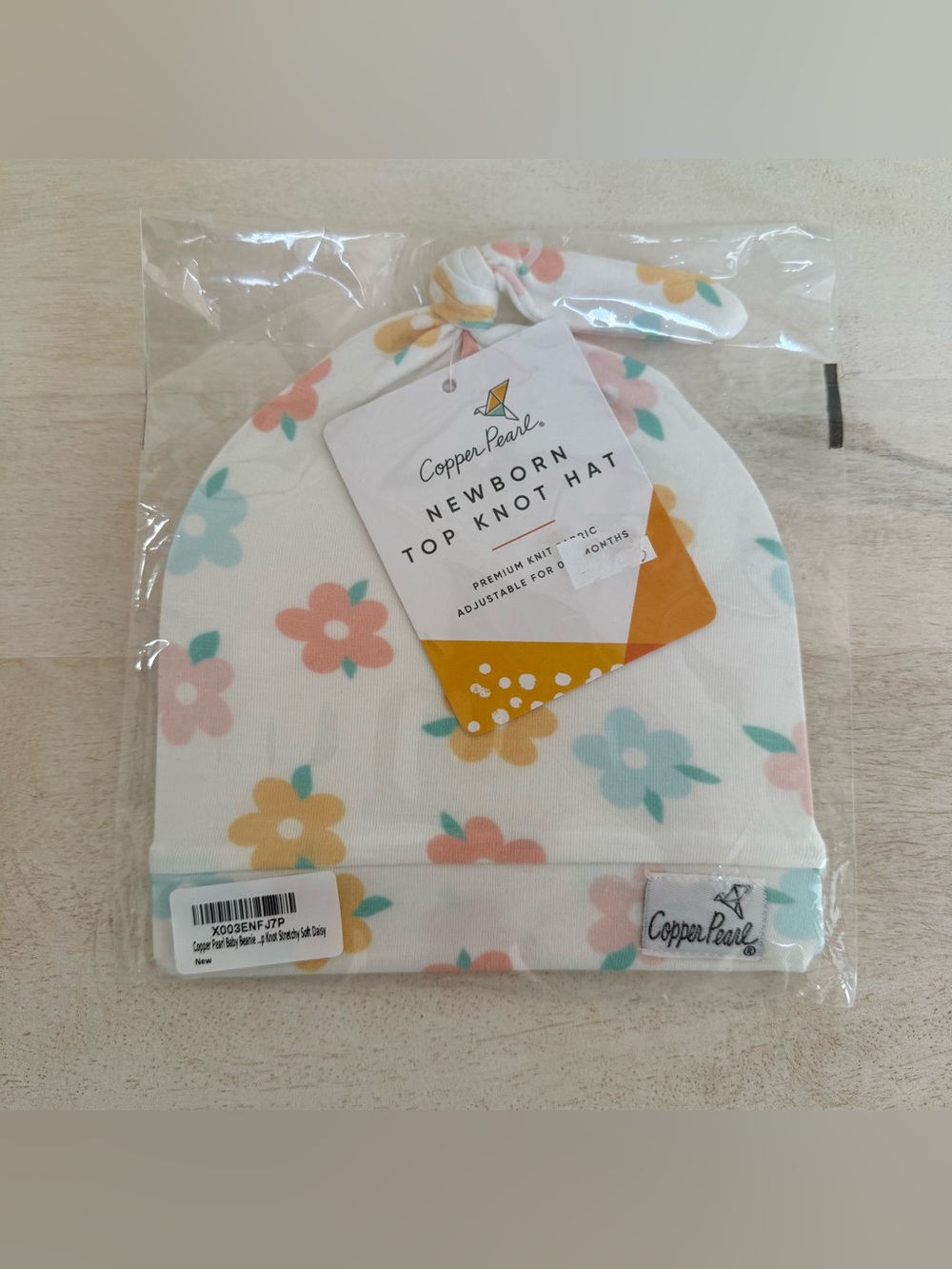 NWT Copper Pearl Newborn Top Knot Hat in Pastel Floral